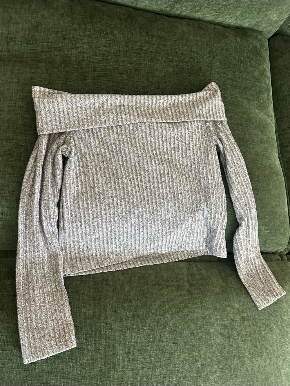 BOOHOO Off-Shoulder Ribbed Knit Sweater